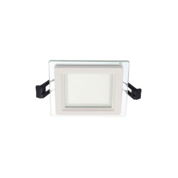 LED квадратен стъклен панел за вграждане LENA-SG, 100x100x40mm, 6W, 564Lm, 3000K (топла светлина) монтажен отвор 75x75mm