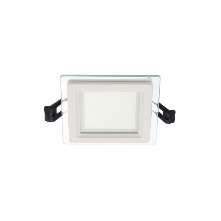 LED квадратен стъклен панел за вграждане LENA-SG, 100x100x40mm, 6W, 570Lm, 4000K (неутрална светлина) монтажен отвор 75x75mm от строителна борса за Осветление