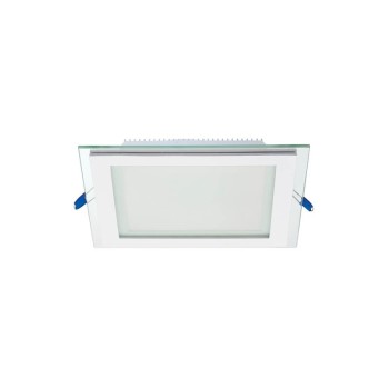 LED квадратен стъклен панел за вграждане LENA-SG, 160x160x40mm,12W, 1128Lm, 3000K (топла светлина) монтажен отвор 120mm