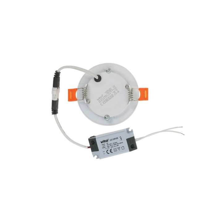 LED кръгъл панел за вграждане LENA-RX, ∅120x20mm, 6W, 564Lm, 3000K, (топла светлина) бял, монтажен отвор ∅105 от строителна борса за Осветление