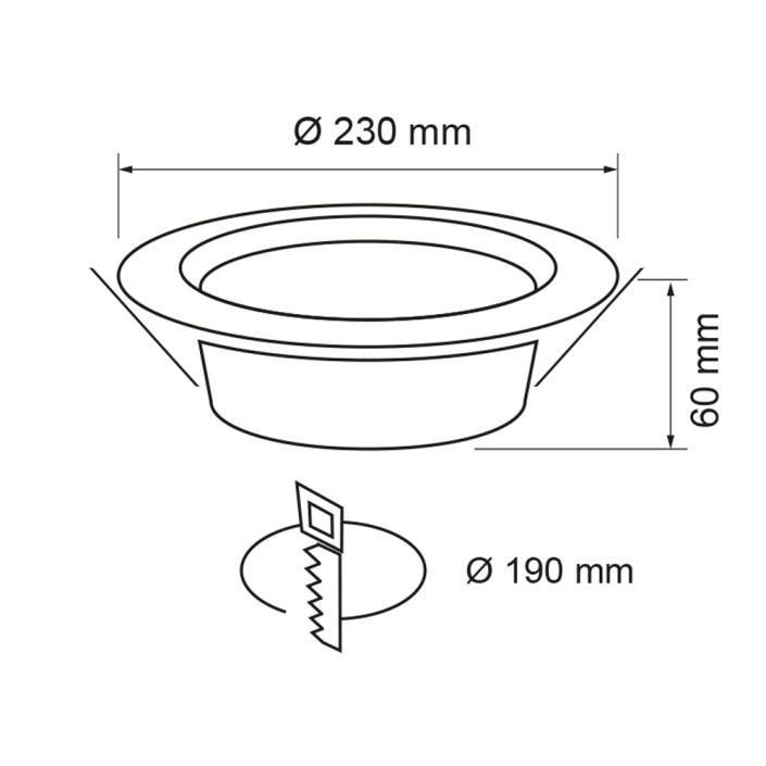 LED луна за вграждане 24W, 4200K, 220V AC, IP44, SMD2835
