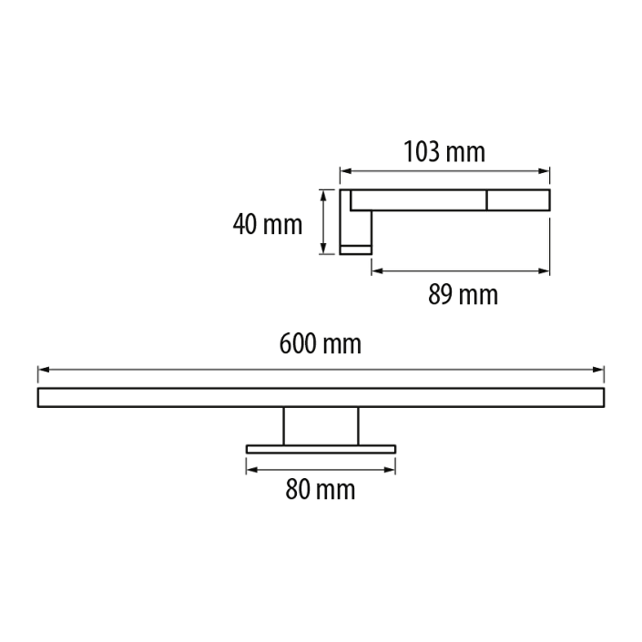 LED лампа за шкаф и огледало 8W 4200К, хром, IP44