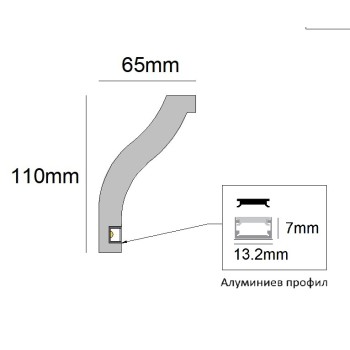 Декоративен профил от XPS за скрито LED осветление RP151