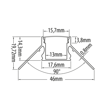 Алуминиев профил за гипсокартон - външен ъгъл - 3m., 13mm. - APG333