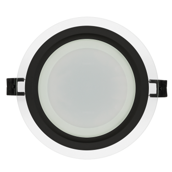 Стъклен LED панел за вграждане, кръг, 18W, 4200K, 220-240V AC, IP44, Черен ринг