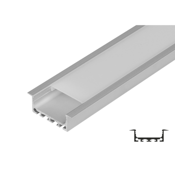 Алуминиев профил за LED лента за открит монтаж, широк, плитък, 2m. - APN 214