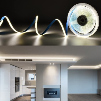 LED лента, Vito COB - бягаща - 4000К, 12W, 24V, IP20 + контролер и дистанционно