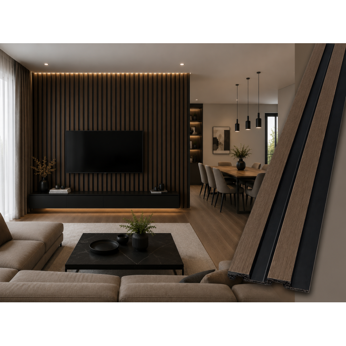 Декоративен стенен линеен панел Elite WALNUT 2800x120x20 mm