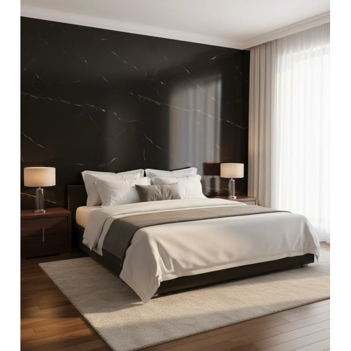 SPC стенен и подов панел SPC-203 Nero Marquina мат 120x300 см – черен мрамор с бели жилки