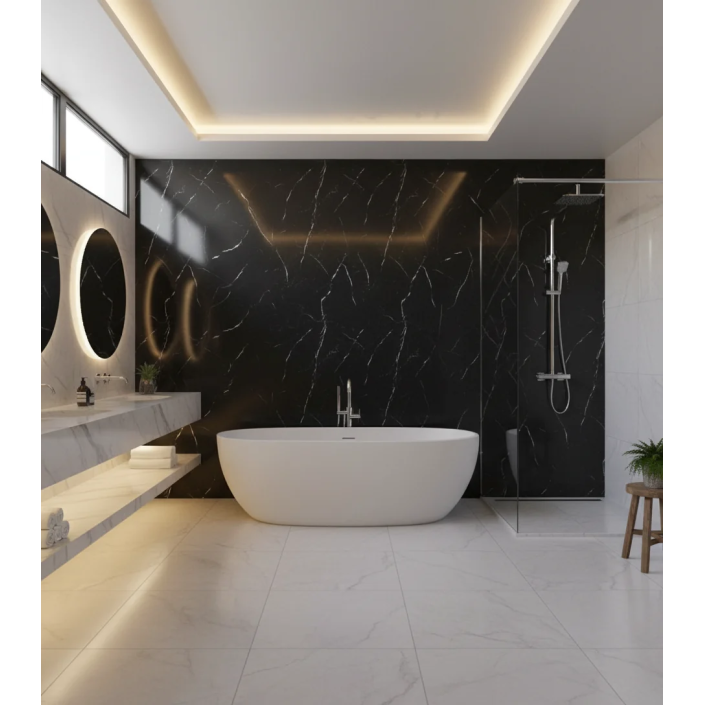 SPC стенен и подов панел SPC-203 Nero Marquina мат 120x300 см – черен мрамор с бели жилки