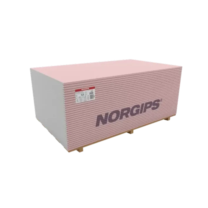 Пожароустойчив гипсокартон NORGIPS - 12,5мм/1.20м/2.00м - червен  от строителна борса за Гипсокартон