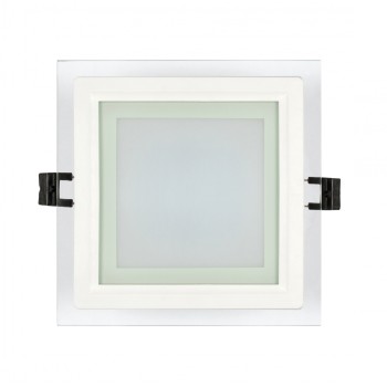 Стъклен LED панел за вграждане, квадрат, 12W, 4200K, 220V AC, неутрална светлина, IP44